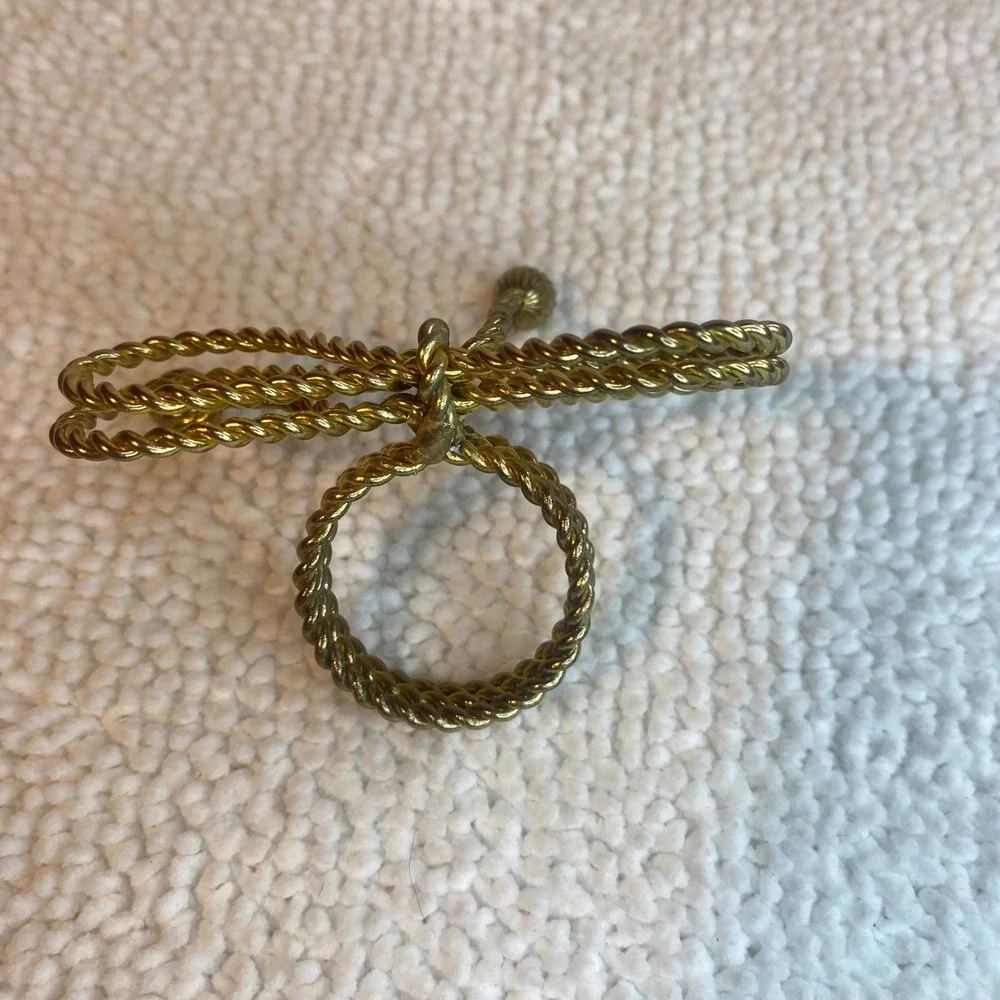 Set of‎ 8 Vintage Gold Tone Twisted Rope Bow Napkin Rings MCM